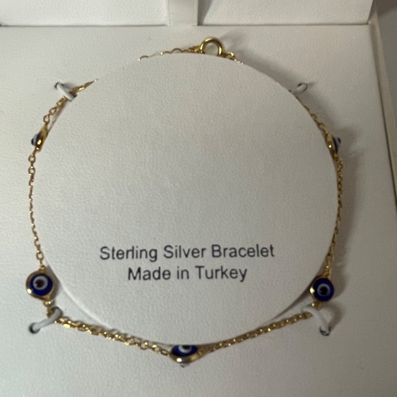 Cynthia Rowley New York Evil Eye Sterling Silver, Gold Tone Bracelet New in Box - Picture 3 of 3